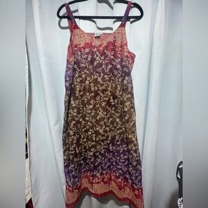 Pink and Purple Sleeveless Scoop Neck Midi Sundress